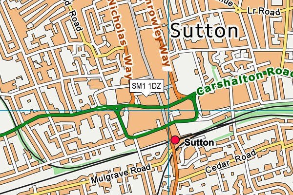 Trinity United Reformed And Methodist Church map (SM1 1DZ) - OS VectorMap District (Ordnance Survey)