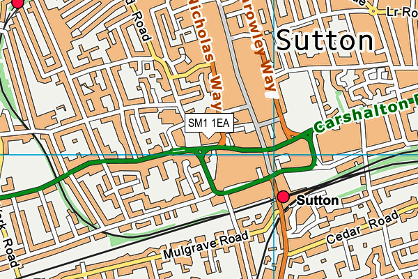Sutton College of Learning for Adults map (SM1 1EA) - OS VectorMap District (Ordnance Survey)