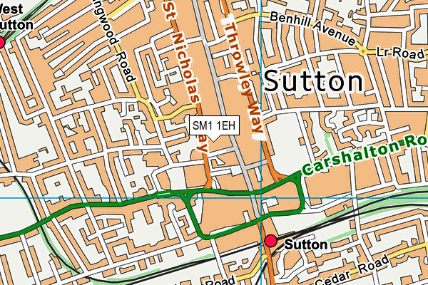 Fit Stop (Sutton) (Closed) map (SM1 1EH) - OS VectorMap District (Ordnance Survey)