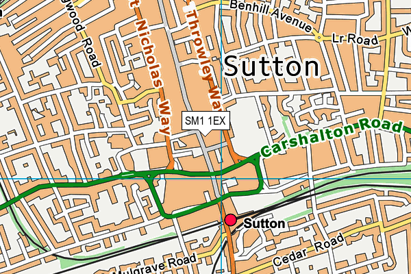 SM1 1EX map - OS VectorMap District (Ordnance Survey)