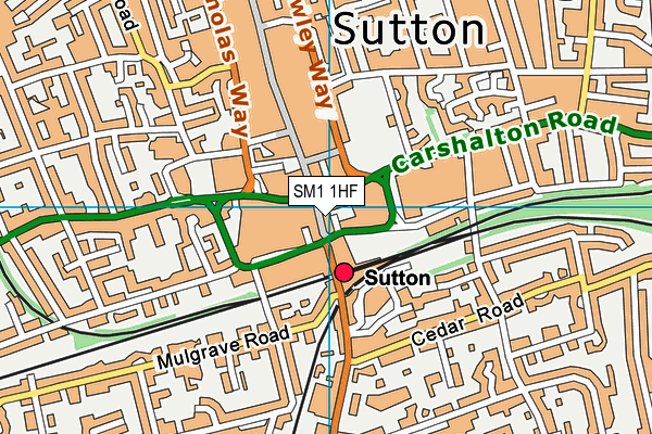 SM1 1HF map - OS VectorMap District (Ordnance Survey)