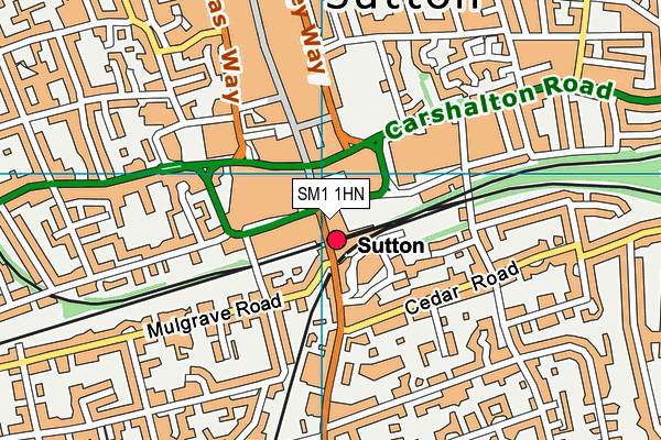 SM1 1HN map - OS VectorMap District (Ordnance Survey)