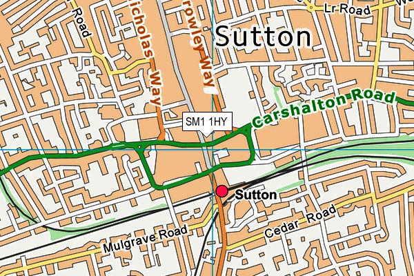 SM1 1HY map - OS VectorMap District (Ordnance Survey)