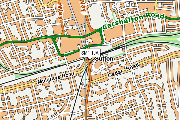 SM1 1JA map - OS VectorMap District (Ordnance Survey)