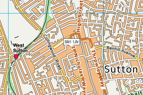 SM1 1JN map - OS VectorMap District (Ordnance Survey)