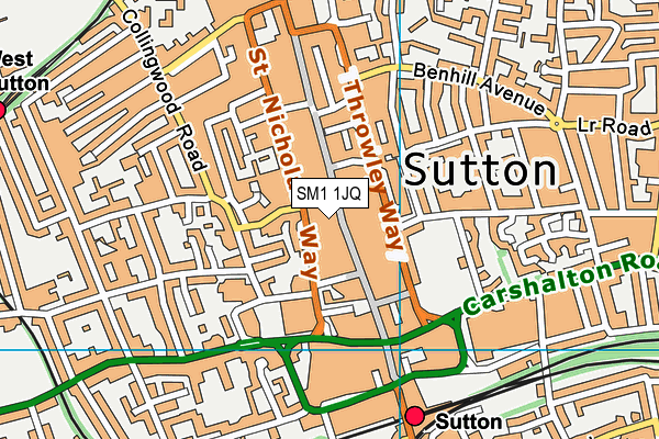 SM1 1JQ map - OS VectorMap District (Ordnance Survey)