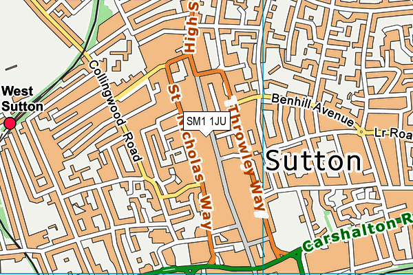 SM1 1JU map - OS VectorMap District (Ordnance Survey)