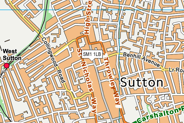 SM1 1LB map - OS VectorMap District (Ordnance Survey)