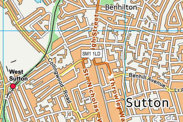 SM1 1LD map - OS VectorMap District (Ordnance Survey)