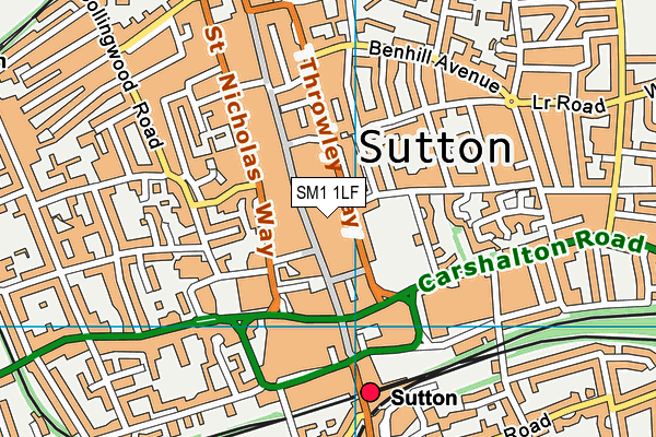 Puregym (Sutton Times Square) map (SM1 1LF) - OS VectorMap District (Ordnance Survey)