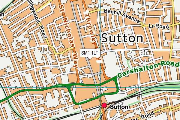 SM1 1LT map - OS VectorMap District (Ordnance Survey)