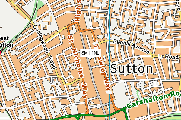 SM1 1NL map - OS VectorMap District (Ordnance Survey)