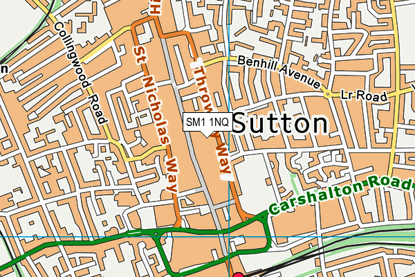 SM1 1NQ map - OS VectorMap District (Ordnance Survey)