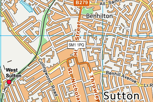 SM1 1PQ map - OS VectorMap District (Ordnance Survey)