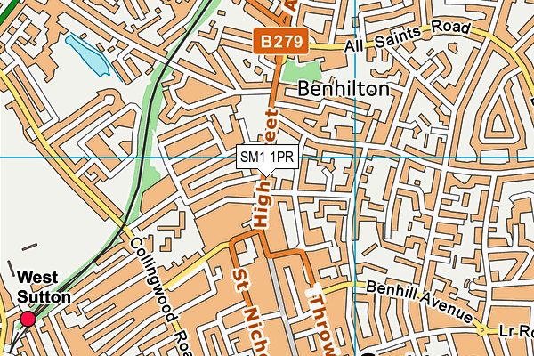 SM1 1PR map - OS VectorMap District (Ordnance Survey)