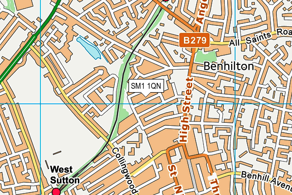 SM1 1QN map - OS VectorMap District (Ordnance Survey)