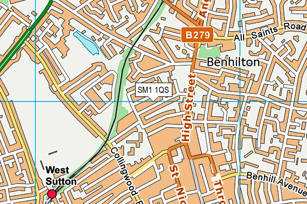 SM1 1QS map - OS VectorMap District (Ordnance Survey)