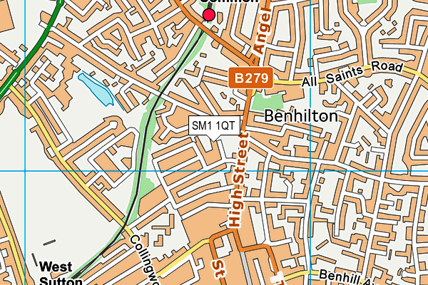 SM1 1QT map - OS VectorMap District (Ordnance Survey)