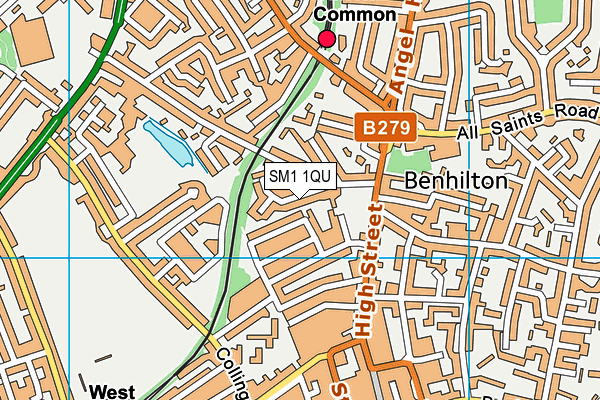 SM1 1QU map - OS VectorMap District (Ordnance Survey)