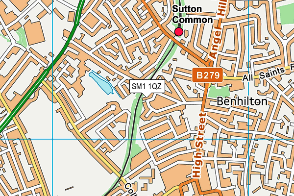 SM1 1QZ map - OS VectorMap District (Ordnance Survey)
