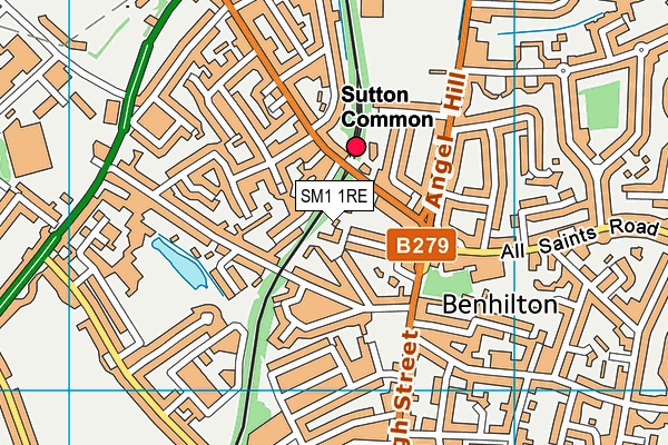 SM1 1RE map - OS VectorMap District (Ordnance Survey)