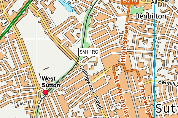 SM1 1RG map - OS VectorMap District (Ordnance Survey)