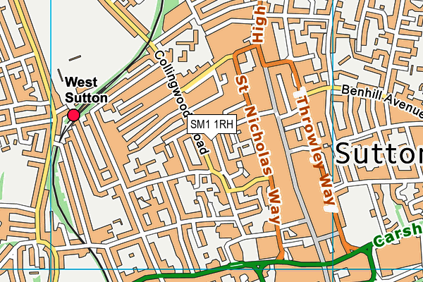 SM1 1RH map - OS VectorMap District (Ordnance Survey)