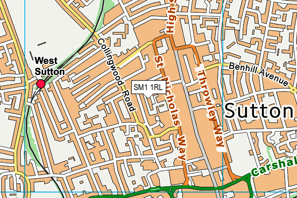 SM1 1RL map - OS VectorMap District (Ordnance Survey)