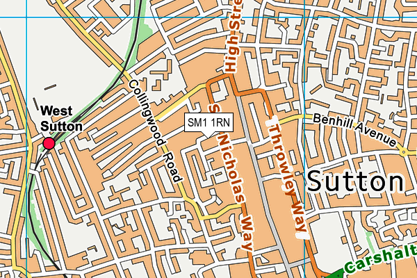 SM1 1RN map - OS VectorMap District (Ordnance Survey)