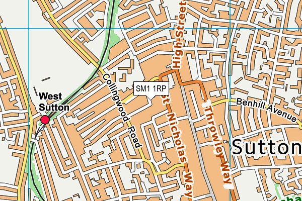 SM1 1RP map - OS VectorMap District (Ordnance Survey)