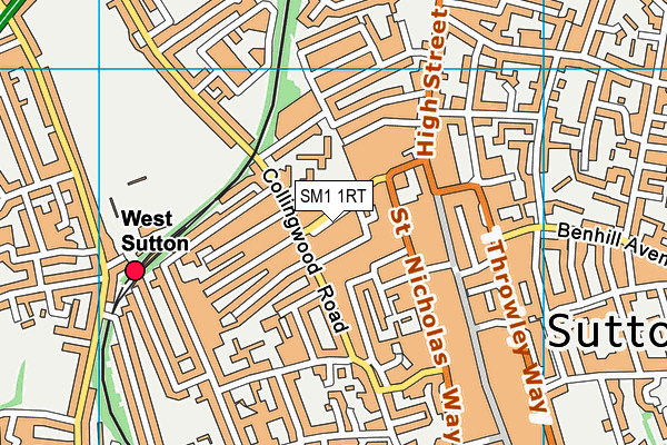 SM1 1RT map - OS VectorMap District (Ordnance Survey)