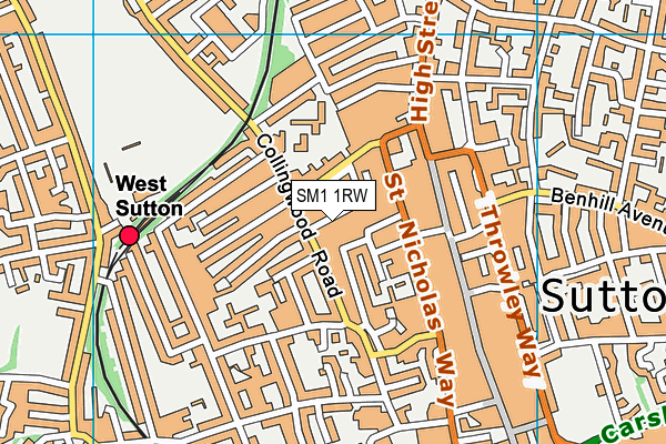 SM1 1RW map - OS VectorMap District (Ordnance Survey)