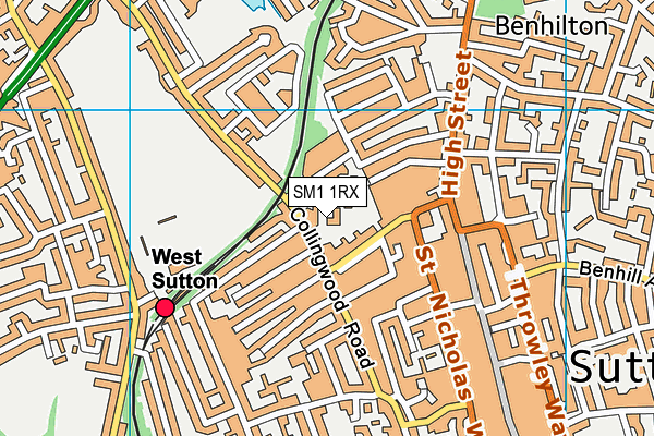 SM1 1RX map - OS VectorMap District (Ordnance Survey)