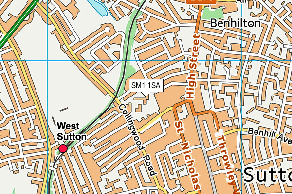 SM1 1SA map - OS VectorMap District (Ordnance Survey)