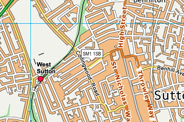 SM1 1SB map - OS VectorMap District (Ordnance Survey)