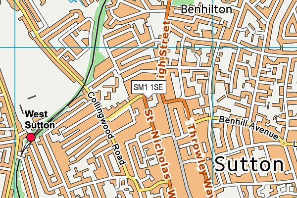 SM1 1SE map - OS VectorMap District (Ordnance Survey)