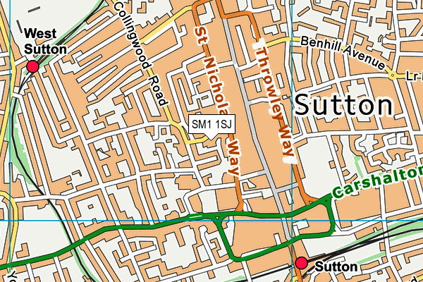 SM1 1SJ map - OS VectorMap District (Ordnance Survey)