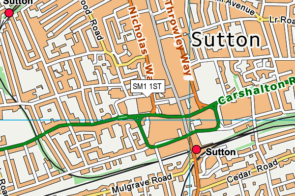 SM1 1ST map - OS VectorMap District (Ordnance Survey)