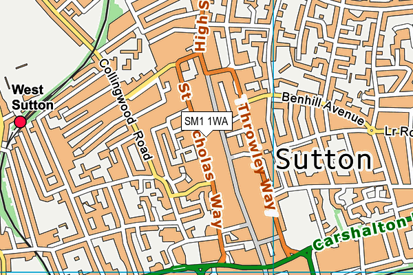 Sweat Sutton (Closed) map (SM1 1WA) - OS VectorMap District (Ordnance Survey)
