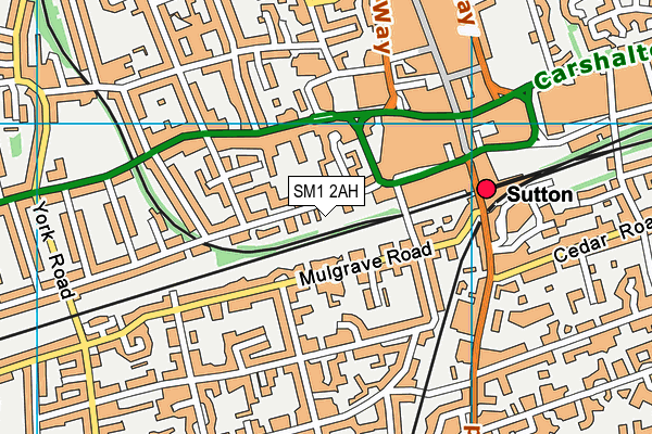 SM1 2AH map - OS VectorMap District (Ordnance Survey)