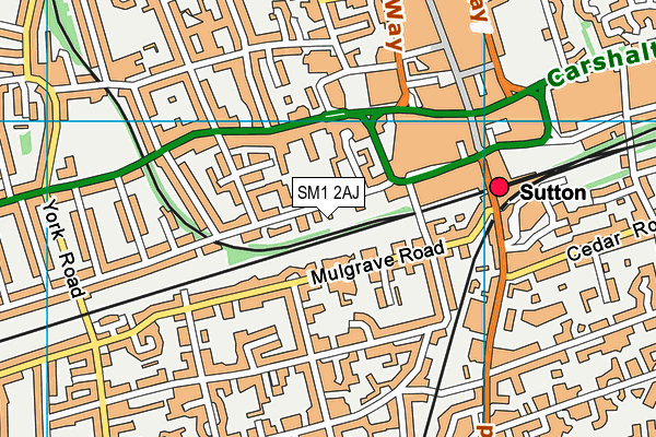 SM1 2AJ map - OS VectorMap District (Ordnance Survey)