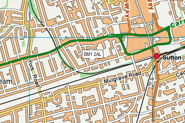 SM1 2AL map - OS VectorMap District (Ordnance Survey)