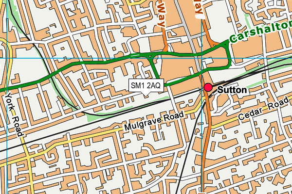 SM1 2AQ map - OS VectorMap District (Ordnance Survey)