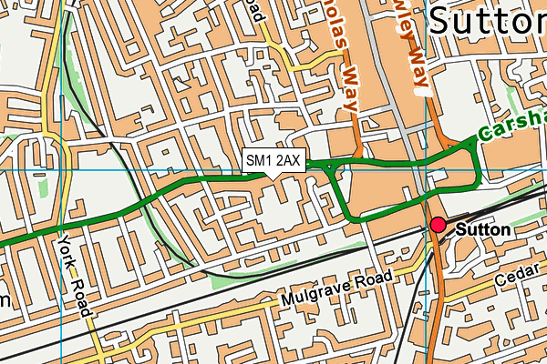 SM1 2AX map - OS VectorMap District (Ordnance Survey)