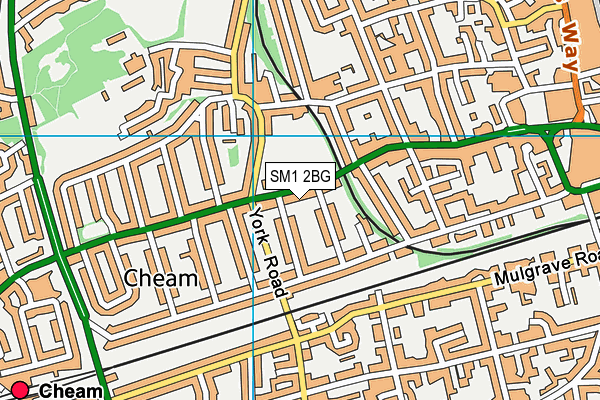 SM1 2BG map - OS VectorMap District (Ordnance Survey)