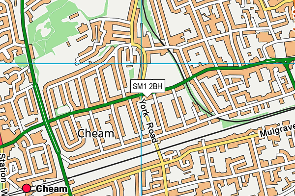 SM1 2BH map - OS VectorMap District (Ordnance Survey)