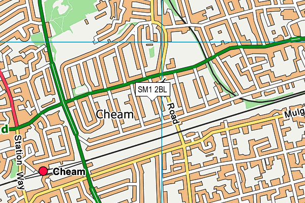 SM1 2BL map - OS VectorMap District (Ordnance Survey)