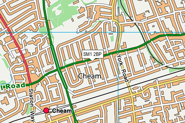 SM1 2BP map - OS VectorMap District (Ordnance Survey)