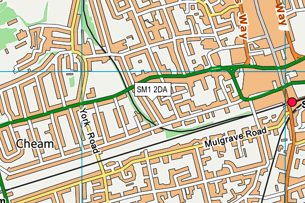 SM1 2DA map - OS VectorMap District (Ordnance Survey)