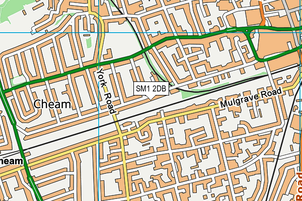 SM1 2DB map - OS VectorMap District (Ordnance Survey)